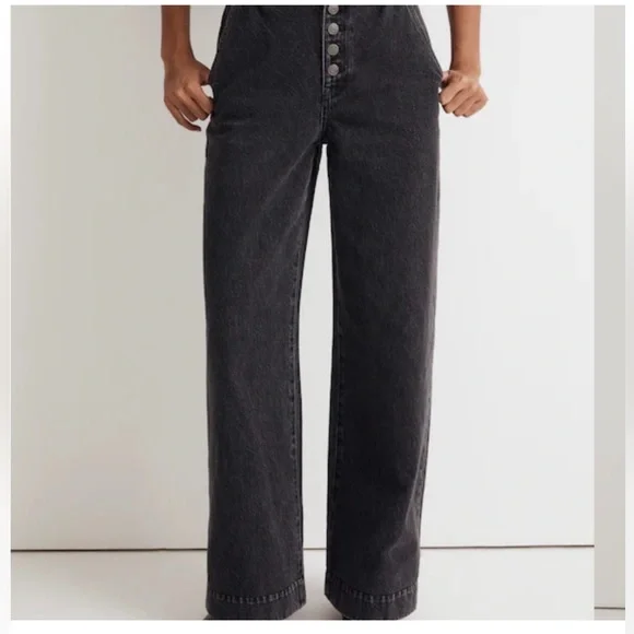 Madewell Black Super Wide Leg Jeans size 29 - Picture 2 of 9